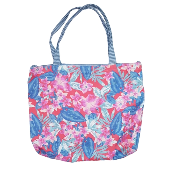 AMERICAN EAGLE Blue & Pink Floral Canvas Tote Bag - Picture 2 of 8